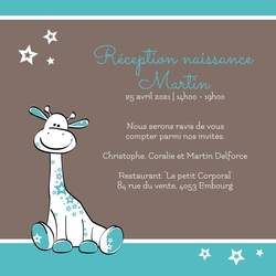 Invitation   Girafe turquoise 11409810F Verso