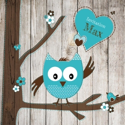 Invitation   hibou bleu 11408010F Recto