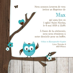 Invitation   hibou bleu 11408010F Verso