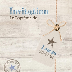 Invitation   Photo sur panneau avec étiquette et cordelette 11700510F Recto