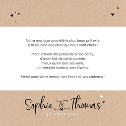 Carte de remerciement   Love Story Verso