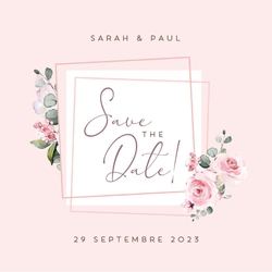 Save the Date   Carré avec fleurs Recto