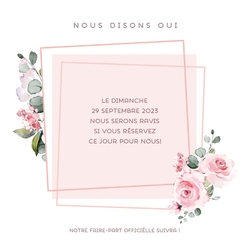 Save the Date   Carré avec fleurs Verso