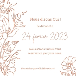 Save the Date   Motif floral chic Verso