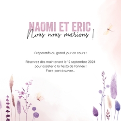 Save the Date   Fleurs des champs violettes Verso