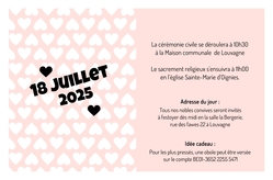 Faire part de mariage   Cœur à cœur Verso