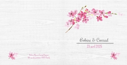 Faire part de mariage   Branche de fleurs rose Verso/Recto