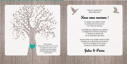 Faire part de mariage   Cœurs en arbre Intérieur