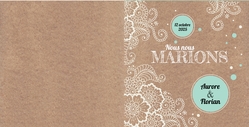 Faire part de mariage   Kraft et dentelle Verso/Recto