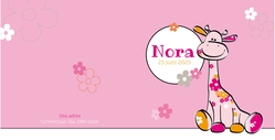 Nora   Roze bloemen giraffe  Achterkant/Voorkant