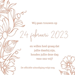 Save the Date   Chic bloemmotief Achterkant