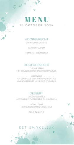 Menu   Initalen met aquarel Achterkant