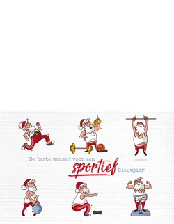 Kerstkaart   Grappige sportieve Kerstman Achterkant/Voorkant