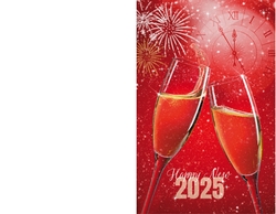 Kerstkaart   Champagne met vuurwerk Achterkant/Voorkant