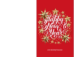 Kerstkaart   Hand getekend Happy New Year Achterkant/Voorkant