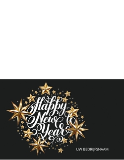 Kerstkaart   Gouden sterren met handlettering kerstwens Achterkant/Voorkant