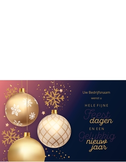 Kerstkaart   Mooie kerstballen Achterkant/Voorkant